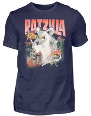 Zeigt ratzilla lustiges ratten monster herren shirt in Farbe Black