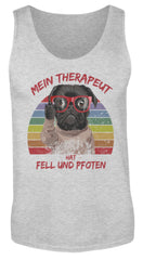 Zeigt susser mops cooler spruch mein therapeut hat fell und pfoten retro herren tanktop in Farbe White