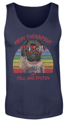 Zeigt susser mops cooler spruch mein therapeut hat fell und pfoten retro herren tanktop in Farbe White