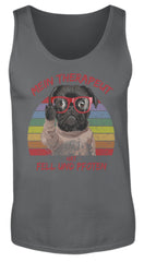 Zeigt susser mops cooler spruch mein therapeut hat fell und pfoten retro herren tanktop in Farbe White