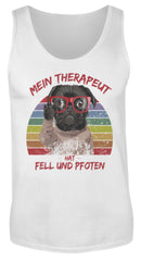 Süßer Mops | Cooler Spruch | Mein Therapeut hat Fell und Pfoten | Retro | Herren Tank Top in White in Größe S