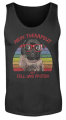 Zeigt susser mops cooler spruch mein therapeut hat fell und pfoten retro herren tanktop in Farbe White