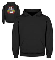 Zeigt vintage husky therapeut spruch kinder hoodie in Farbe Jet Black