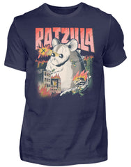 Zeigt ratzilla lustiges farbratten monster herren shirt in Farbe Black