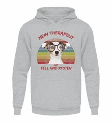 Zeigt jack russel terrier therapeut spruch unisex kapuzenpullover hoodie in Farbe Heather Sport Grey