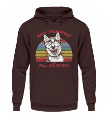 Zeigt vintage husky therapeut spruch unisex kapuzenpullover hoodie in Farbe Oxford Navy