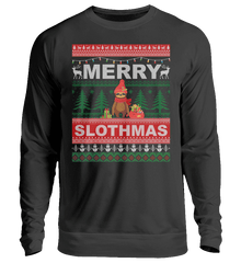 Zeigt merry slothmas unisex pullover in Farbe Jet Black