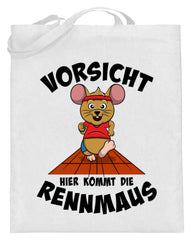 Zeigt sprinter laufer marathon lustige maus jutebeutel mit langen henkeln in Farbe Light Blue