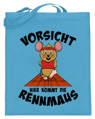 Zeigt sprinter laufer marathon lustige maus jutebeutel mit langen henkeln in Farbe Yellow light