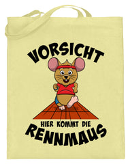 Sprinter Läufer Marathon | Lustige Maus | Jutebeutel in White in Größe 38cm-42cm