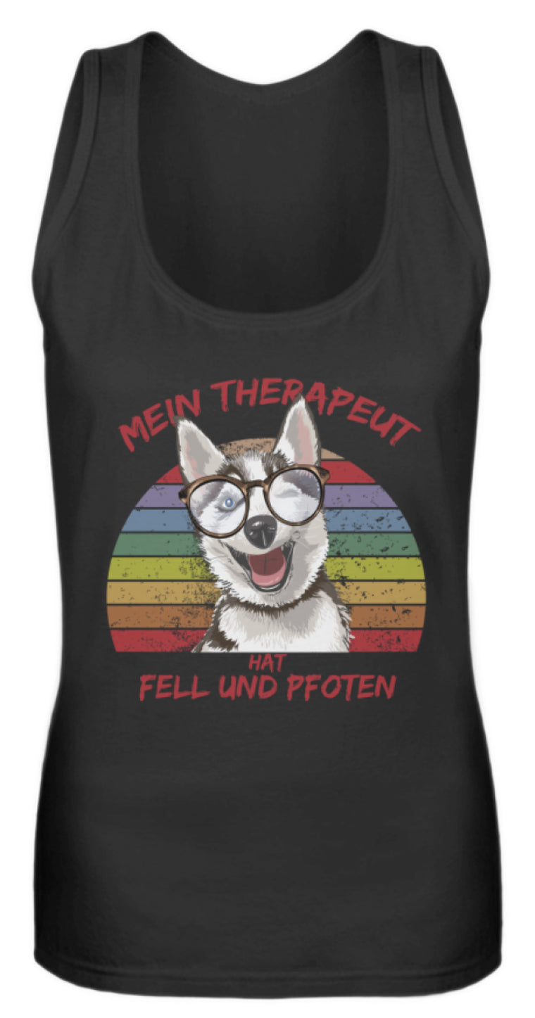 Vintage Husky Therapeut Spruch | Frauen Tank Top in Black in Größe S