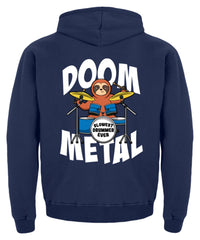 Zeigt funny doom metal sloth drummer kinder hoodie in Farbe Jet Schwarz