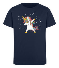 Dab Einhorn | Dabbing Unicorn | Kinder Bio T-Shirt in French Navy in Größe 12/14 (152/164)