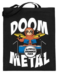 Lustiger Doom Metal Faultier Drummer | Jutebeutel in Blau in Größe 38cm-42cm