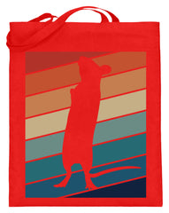 Zeigt ratten vintage motiv retro chic fur rattenhalter jutebeutel mit langen henkeln in Farbe Rubinrot