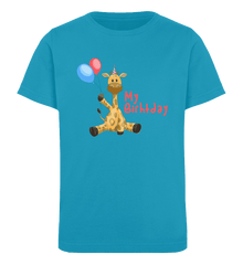 Zeigt giraffe kindergeburtstag mein geburtstag kinder organic t shirt in Farbe Heather Grey