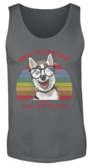 Zeigt vintage husky therapeut spruch herren tanktop in Farbe White