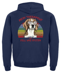 Vintage Beagle Therapeut Spruch | Kinder Hoodie in Jet Black in Größe 3/4 (98/104)