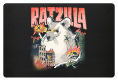 RATZILLA | Lustiges RATTEN-Monster | Fußmatte in Schwarz in Größe 60x40cm