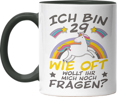 Ich bin 29 Einhorn 2 Witzige Black Tasse kaufen Geschenk