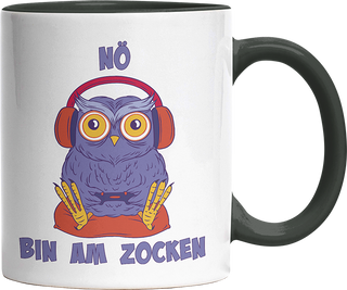 Eule Nö bin am zocken Witzige Black Tasse kaufen Geschenk