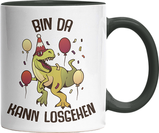 Bin da kann losgehen T Rex 2 Witzige Black Tasse kaufen Geschenk
