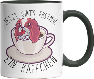 Jetzt gibts erstmal ein Käffchen Hund Witzige Black Tasse kaufen Geschenk