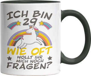Ich bin 29 Einhorn 2 Witzige Black Tasse kaufen Geschenk