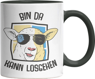 Bin da kann losgehen Schaaf Witzige Black Tasse kaufen Geschenk