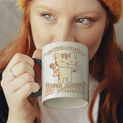 Tschuldigung reagiere allergisch auf Dummheit Katze 1 Witzige schwarze Tasse kaufen Geschenk