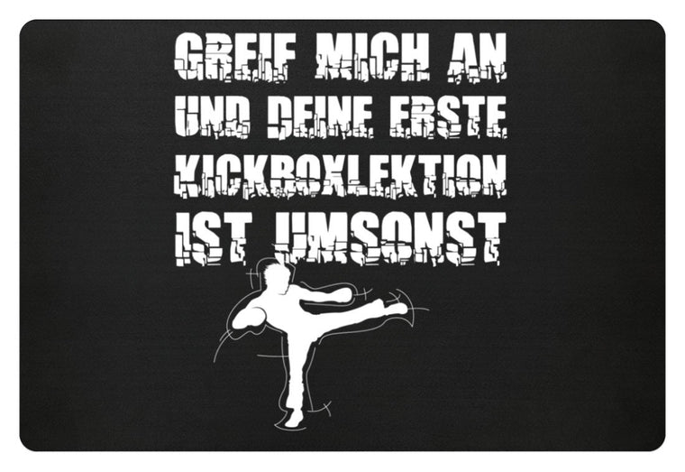 Kampfsportlektion ist umsonst! | Fußmatte in Schwarz in Größe 60x40cm