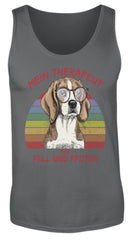 Zeigt susser beagle cooler spruch mein therapeut hat fell und pfoten retro herren tanktop in Farbe White