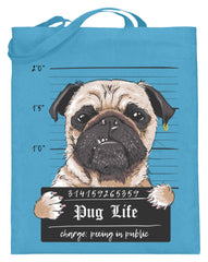 Zeigt krimineller mops lustiger hund schones geschenk fur alle mops besitzer pug life jutebeutel mit langen henkeln in Farbe