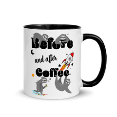 Before & After Coffee | Zweifarbige Tasse Lustiger Spruch