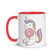 Einhorn isst Donut | Zweifarbige Tasse