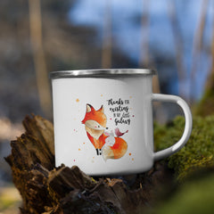 Thanks Fox Bunny Bird | Emaille Tasse