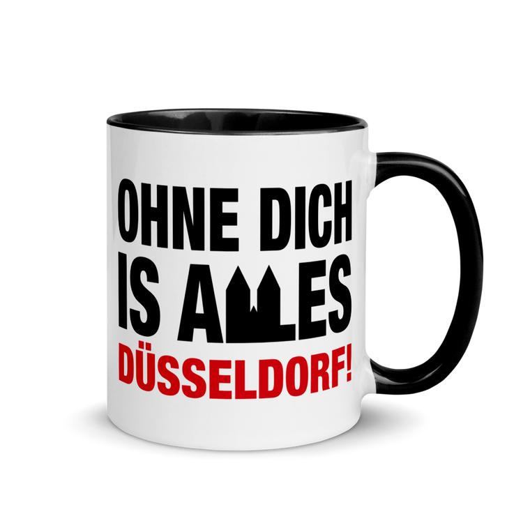 Ohne Dich is alles Düsseldorf | Zweifarbige Tasse