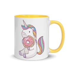 Einhorn isst Donut | Zweifarbige Tasse