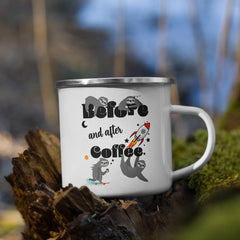 Before & After Coffee | Emaille Tasse Lustiger Spruch