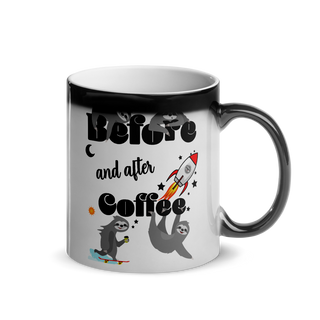 Before & After Coffee | Glänzende Wärmetasse Lustiger Spruch
