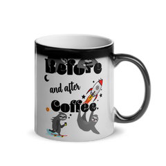 Before & After Coffee | Glänzende Wärmetasse Lustiger Spruch