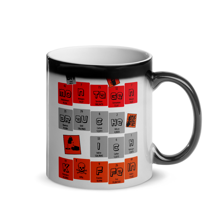 An Montagen brauche ich Koffein | Glänzende Zaubertasse