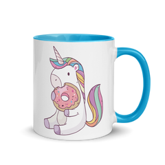 Einhorn isst Donut | Zweifarbige Tasse