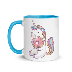 Einhorn isst Donut | Zweifarbige Tasse