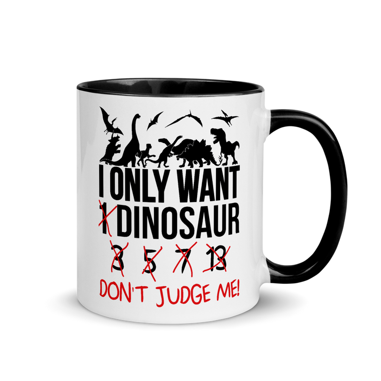 Bild einer I only want 1 Dinosaur | Tasse mit farbiger Innenseite