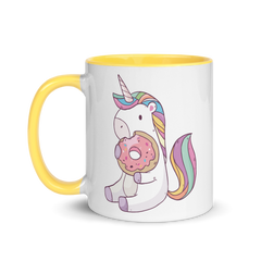 Einhorn isst Donut | Zweifarbige Tasse