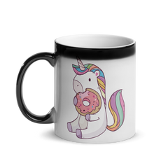 Einhorn isst Donut | Glänzende Zaubertasse