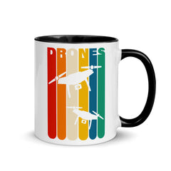 Bild einer Drohnen | Vintage Quadrokopter | Tasse mit farbiger Innenseite