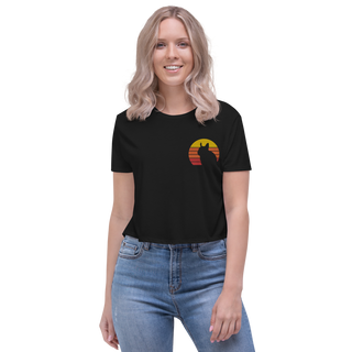 Degu Vintage Sonne | Crop Top mit Stickerei in Schwarz in Größe S