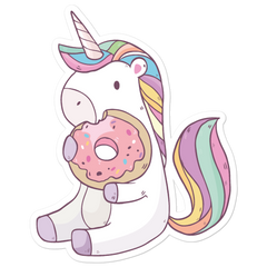 Einhorn mit Donut | Vinyl Aufkleber